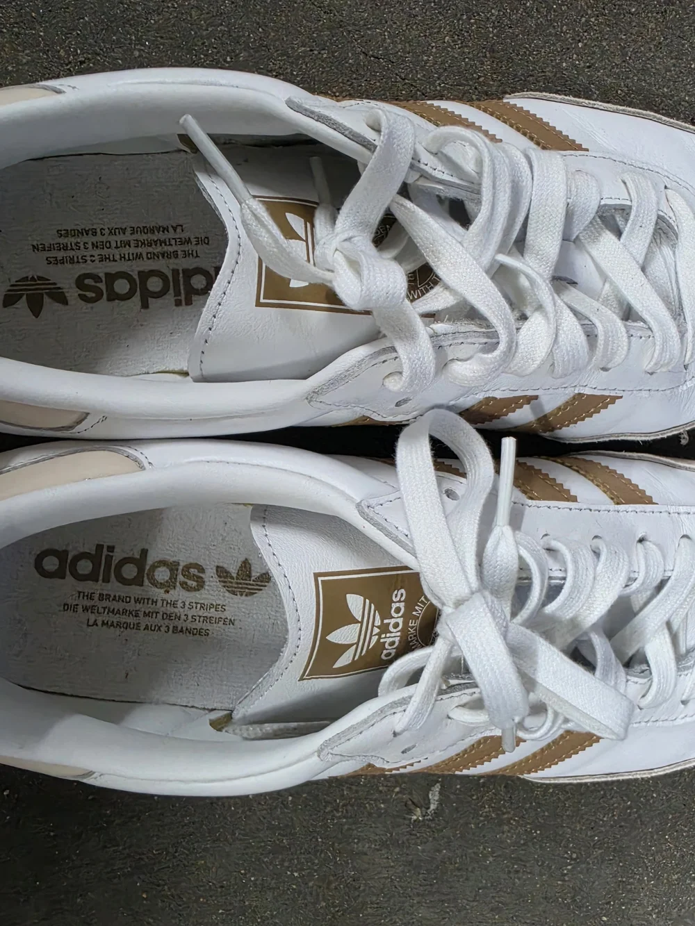 adidas Samba Leather Sneaker - White with Tan Accents